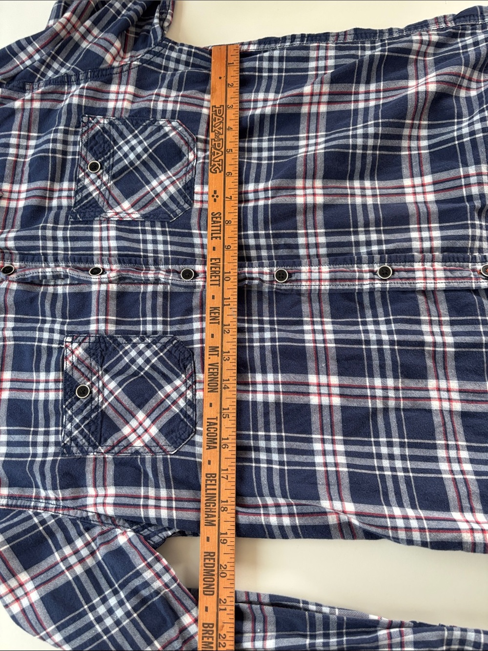 Weatherproof Navy Blue Plaid Button-Down Shirt -650sku - Picture 5 of 6